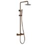 Brushed Bronze 2 Outlet Thermostatic Mixer Shower Set With Fluted Handles - Arissa