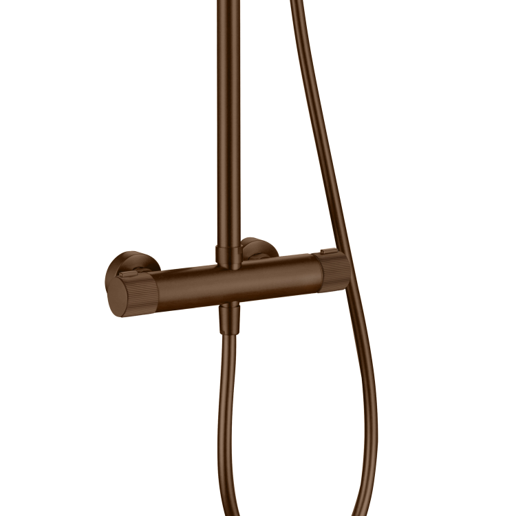Brushed Bronze 2 Outlet Thermostatic Mixer Shower Set With Fluted Handles - Arissa