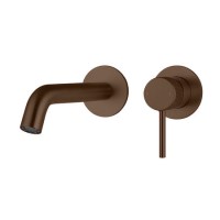 Brushed Bronze Fluted Wall Mounted Basin Mixer Tap - Arissa