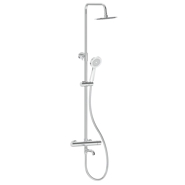 Chrome Round Thermostatic Mixer Shower Set with Bath Filler Spout - Arissa