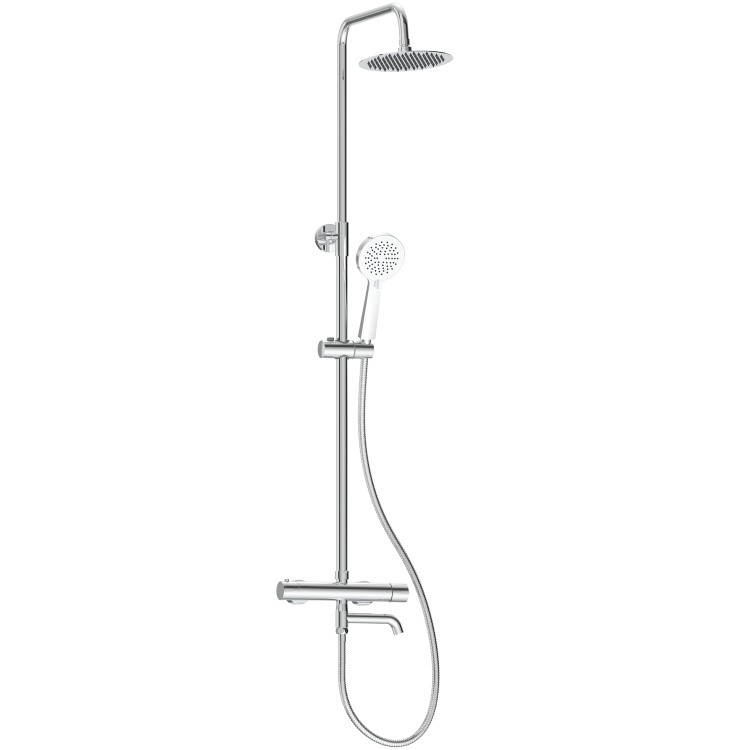 Chrome Round Thermostatic Mixer Shower Set with Bath Filler Spout - Arissa