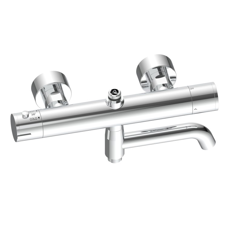Chrome Round Thermostatic Mixer Shower Set with Bath Filler Spout - Arissa