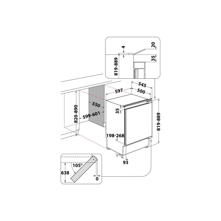 Whirlpool 144L Integrated Under Counter Fridge