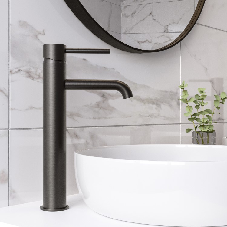 Gunmetal Tall Mono Basin Mixer Tap - Arissa