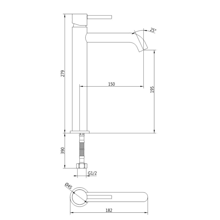 Gunmetal Tall Mono Basin Mixer Tap - Arissa