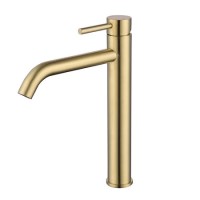 ONLY OPENED - Brushed Brass Tall Mono Basin Mixer Tap - Arissa