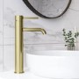 ONLY OPENED - Brushed Brass Tall Mono Basin Mixer Tap - Arissa