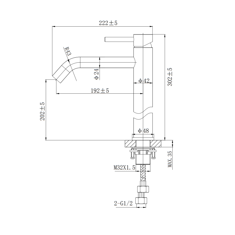 ALMOST PERFECT - Black Tall Single Lever Mono Basin Mixer Tap - Arissa