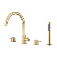 Brushed Brass 4 Hole Bath Shower Mixer Tap - Arissa Brushed Brass 4 Hole Bath Shower Mixer Tap - Arissa