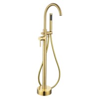 Brushed Brass Freestanding Bath Shower Mixer Tap - Arissa Brushed Brass Freestanding Bath Shower Mixer Tap - Arissa