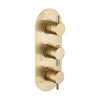 Brushed Brass 2 Outlet Concealed Thermostatic Shower Valve with Triple Control - Arissa