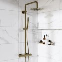 ARIBB017 Brushed Brass 2 Outlet Thermostatic Bar Mixer Shower Set with Hand Shower - Arissa