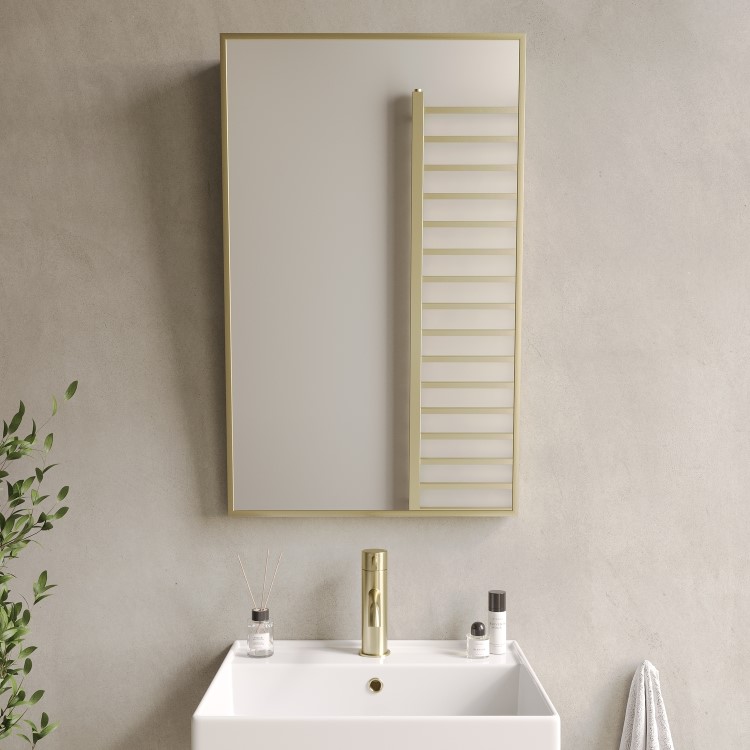 Rectangular Brass Angled Bathroom Mirror 500 x 800mm - Arissa