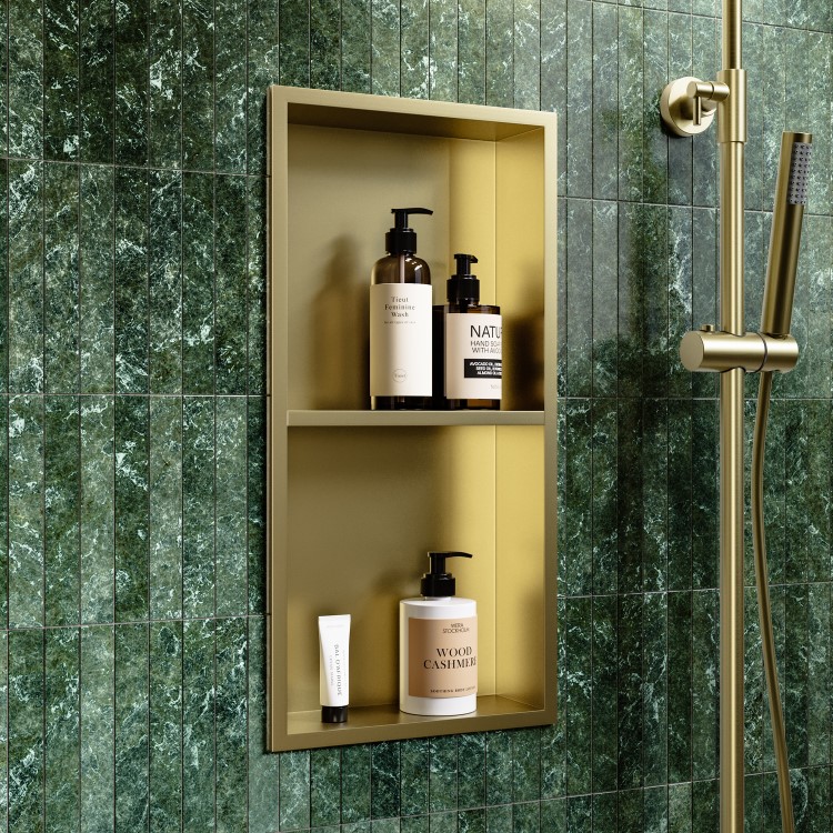 Brass Shower Niche with Shelf 305 x 610mm - Arissa