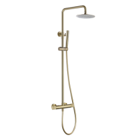 Brushed Brass 2 Outlet Thermostatic Mixer Shower Set With Fluted Handles - Arissa