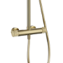 Brushed Brass 2 Outlet Thermostatic Mixer Shower Set With Fluted Handles - Arissa