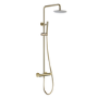 Brushed Brass 2 Outlet Thermostatic Mixer Shower Set With Fluted Handles - Arissa