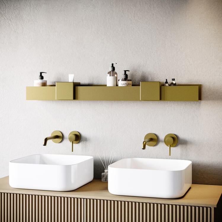 Brass Bathroom Organiser Shelf 1000mm - Arissa