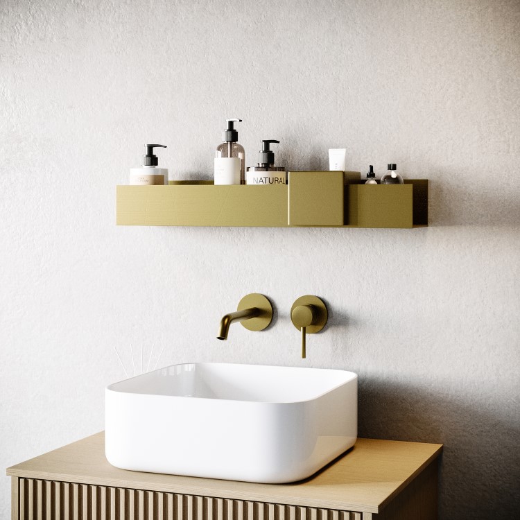 Brass Bathroom Organiser Shelf 600mm- Arissa
