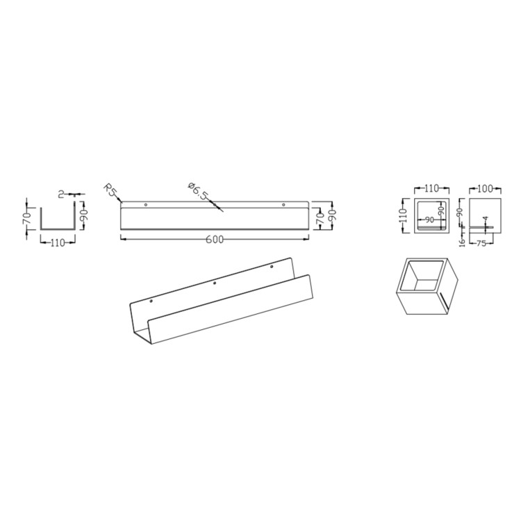 Brass Bathroom Organiser Shelf 600mm- Arissa