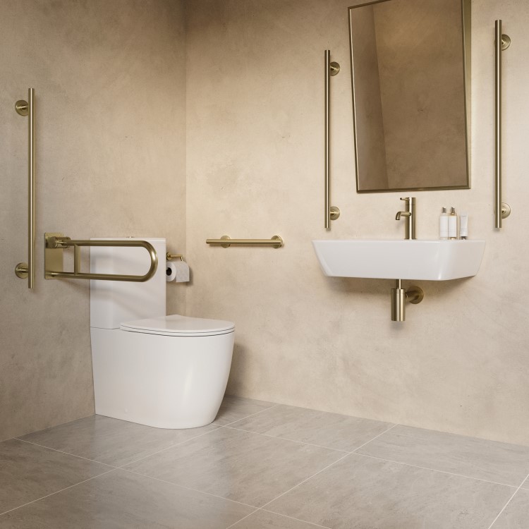 Brass Bathroom Grab Rail 450 x 77mm - Arissa
