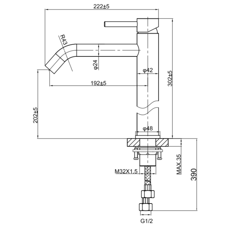 GRADE A2 - Chrome Tall Mono Basin Mixer Tap - Arissa