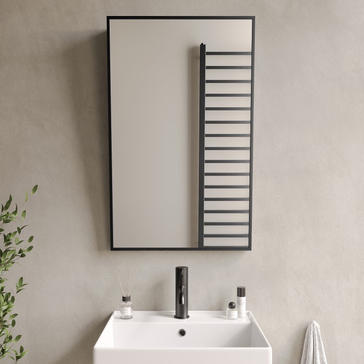 Rectangular Gunmetal Grey Angled Bathroom Mirror 500 x 800mm - Arissa