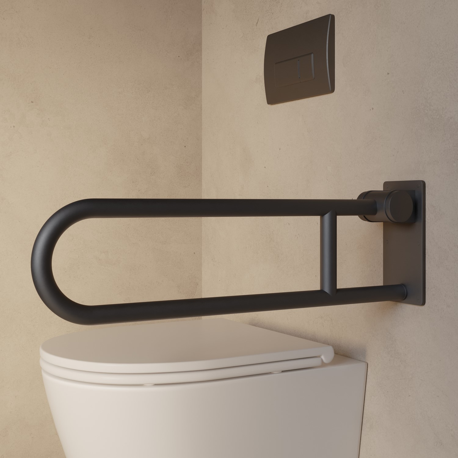 Gunmetal Folding Bathroom Grab Rail 600 x 160mm