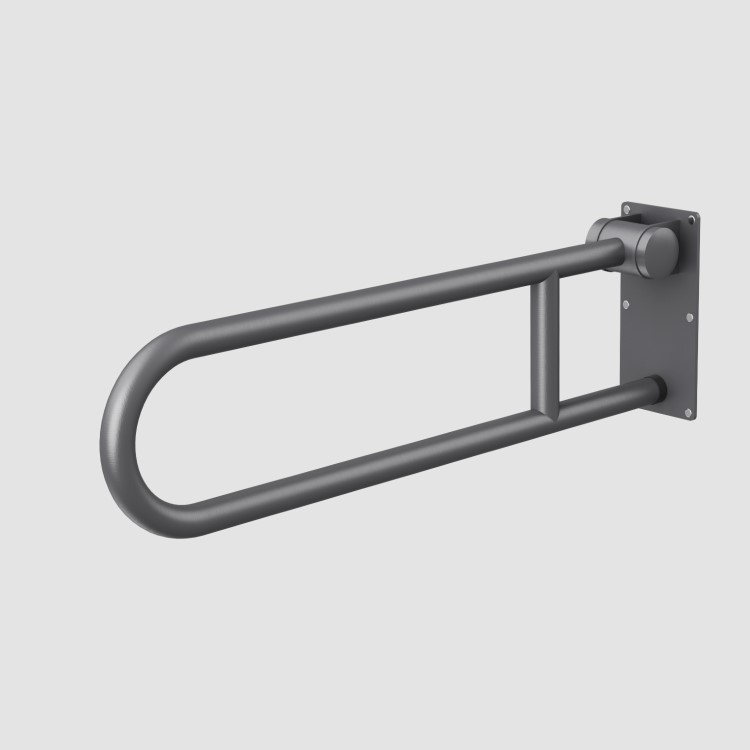 Gunmetal Grey Folding Bathroom Grab Rail 600 x 160mm - Arissa