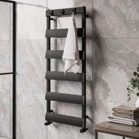 Black Towel Radiator with Hooks 1200 x 500mm - Arizona Black Towel Radiator with Hooks 1200 x 500mm - Arizona