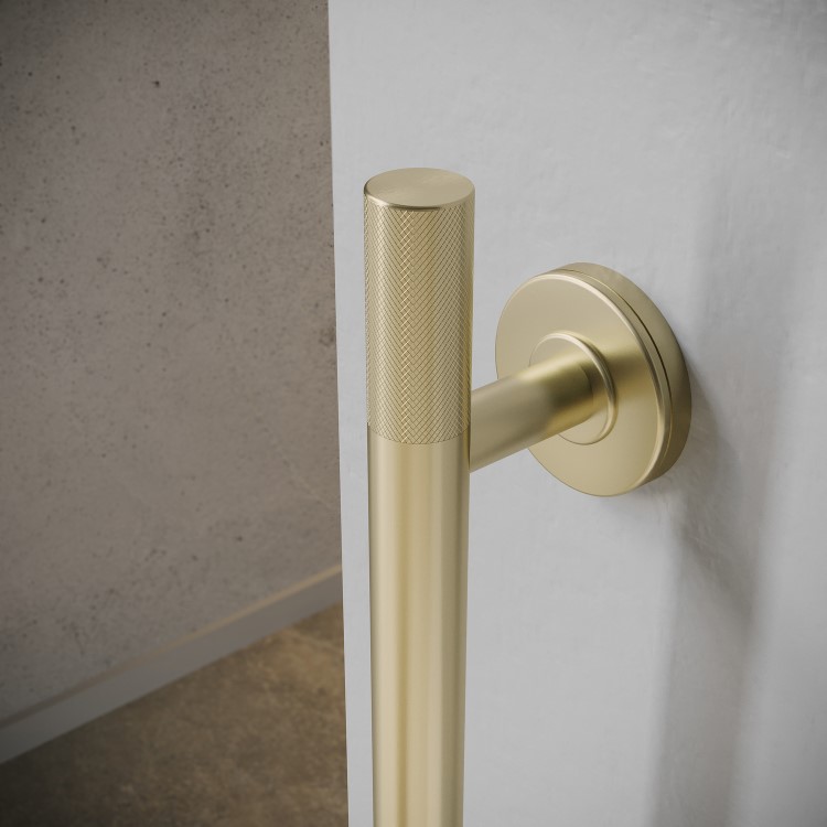 Brass Knurled Bathroom Grab Rail 600 x 77mm - Arissa