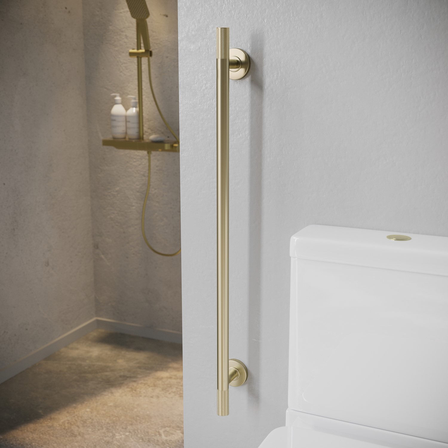 Arissa Brass Knurled Bathroom Grab Rail 800 X 77Mm DRY-YZFS-02-800-BB