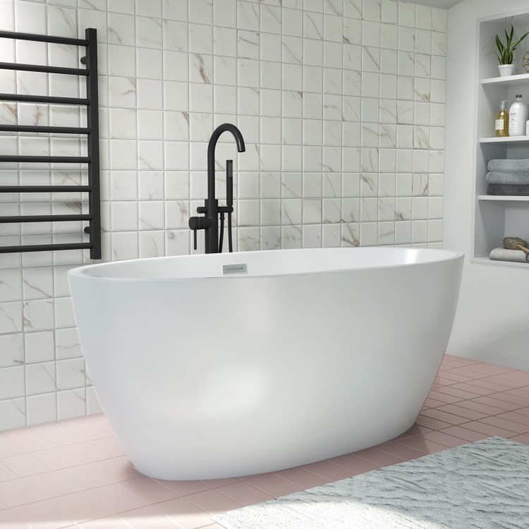 Black Freestanding Bath Shower Mixer Tap - Arissa