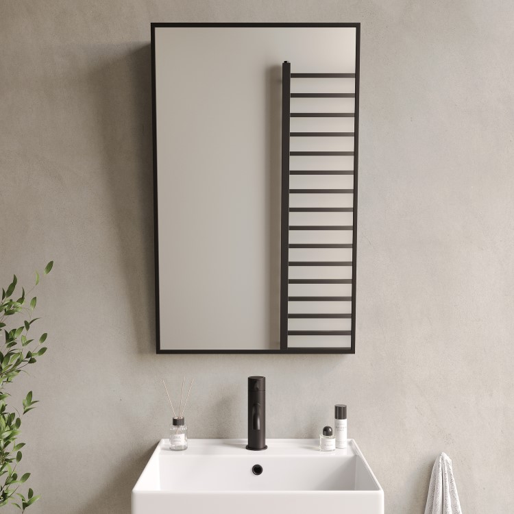 Rectangular Black Angled Bathroom Mirror 500 x 800mm - Arissa