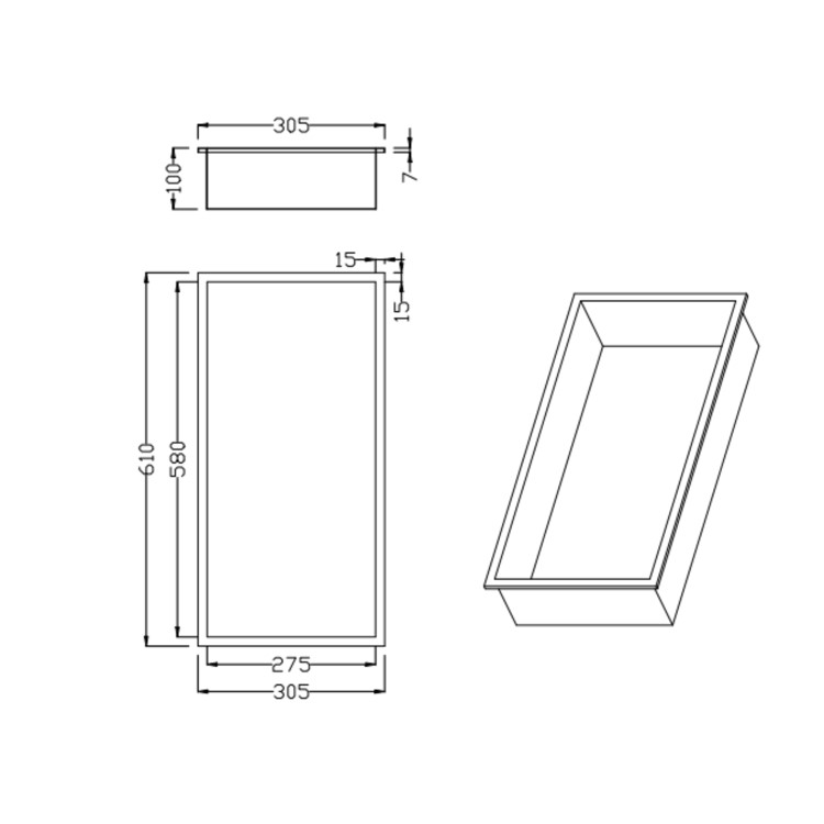 Black Shower Niche 610 x 305mm - Arissa