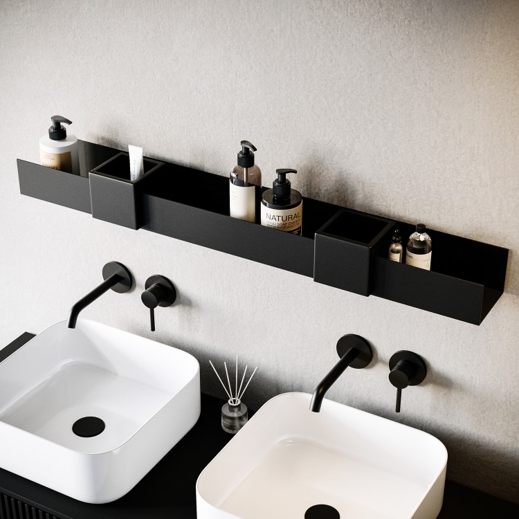 Black Bathroom Organiser Shelf 1000mm - Arissa