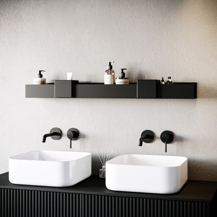 Black Bathroom Organiser Shelf 1000mm - Arissa