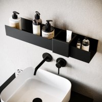 Black Bathroom Organiser Shelf 600mm- Arissa Black Bathroom Organiser Shelf 600mm- Arissa