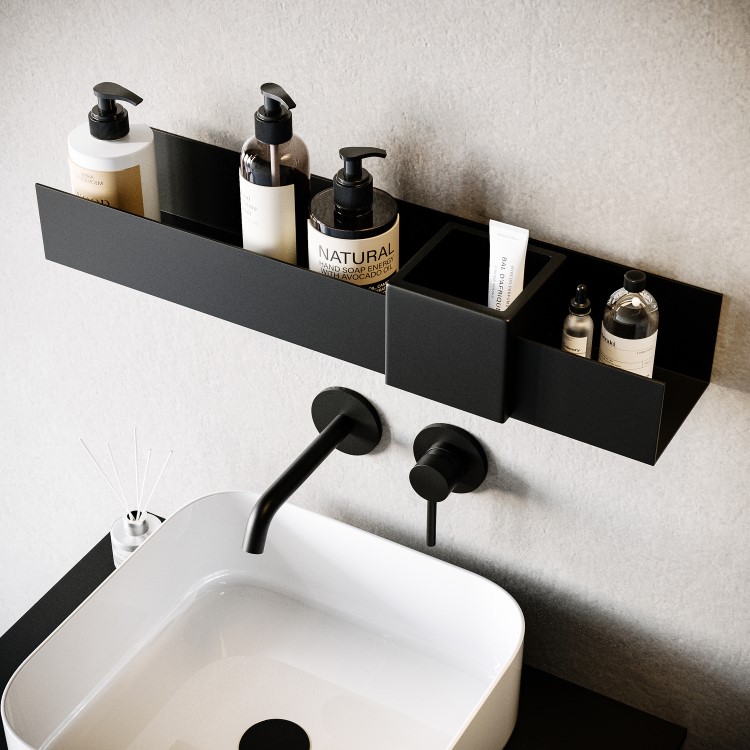 Black Bathroom Organiser Shelf 600mm- Arissa