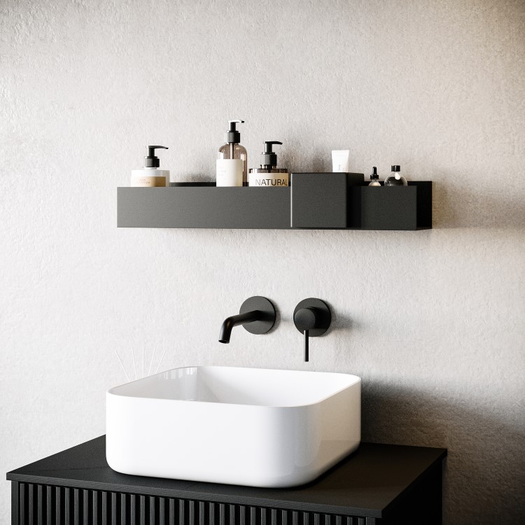 Black Bathroom Organiser Shelf 600mm- Arissa