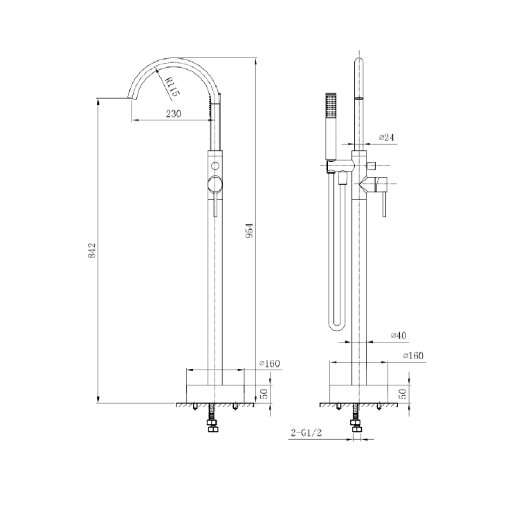 White Freestanding Bath Shower Mixer Tap - Arissa
