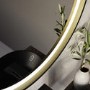 Round Black & Brass Heated Bathroom Mirror with Lights 800mm - Arlo