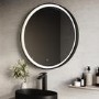 Round Black & Brass Heated Bathroom Mirror with Lights 800mm - Arlo