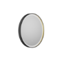 Round Black & Brass Heated Bathroom Mirror with Lights 800mm - Arlo