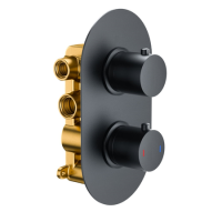 GRADE A1 - Black 2 Outlet Concealed Thermostatic Shower Valve with Dual Control - Arissa