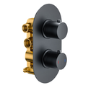 GRADE A1 - Black 2 Outlet Concealed Thermostatic Shower Valve with Dual Control - Arissa