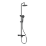 Black Round Thermostatic Mixer Shower Set with Bath Filler Spout - Arissa