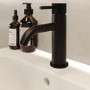 Matt Black Fluted Mono Basin Mixer Tap with Waste - Arissa