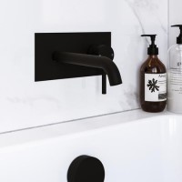 Matt Black Wall Mounted Bath Tap With Backing Plate - Arissa Matt Black Wall Mounted Bath Tap With Backing Plate - Arissa