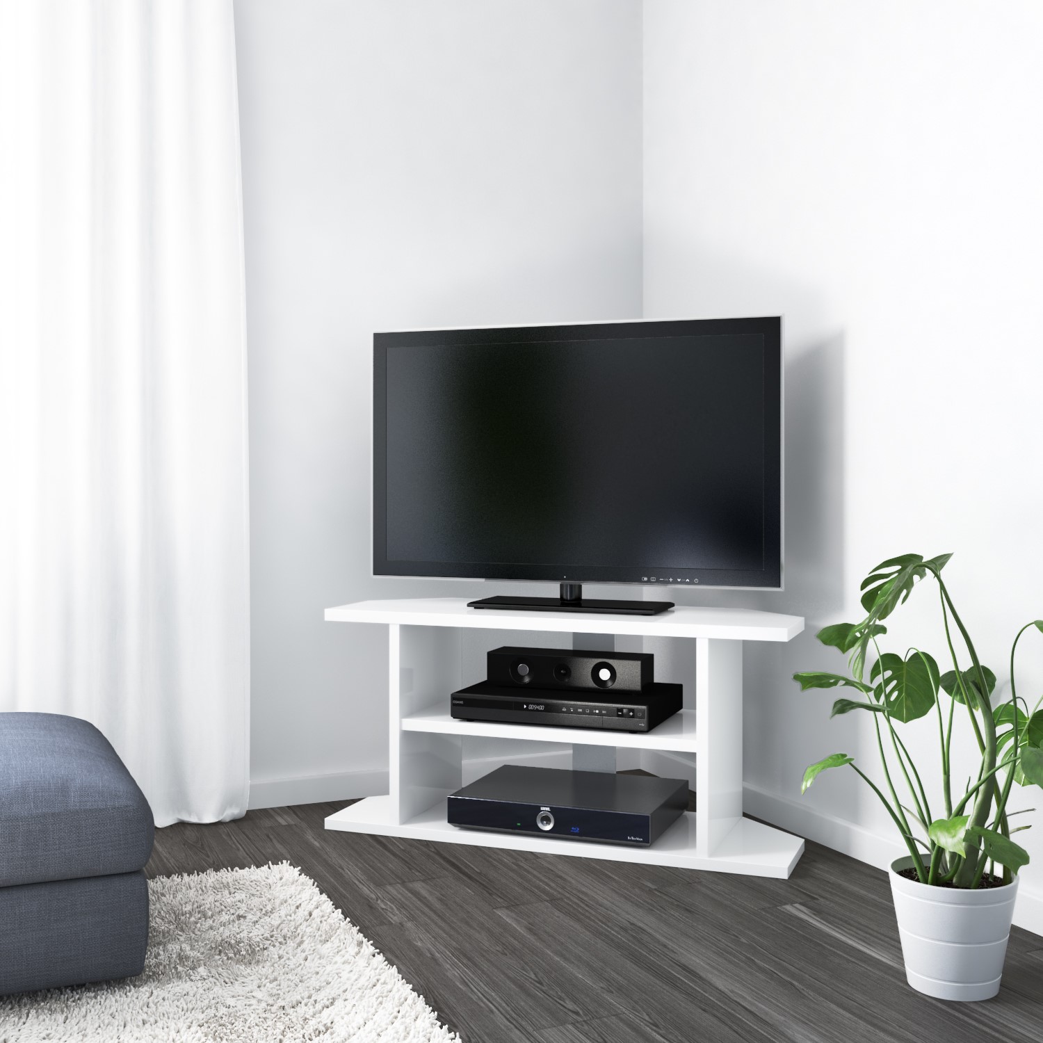 Details About Artemis Small White High Gloss Corner Tv Stand Tv S Up To 40 Art004